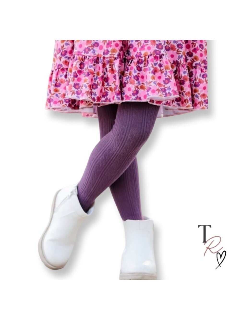 Little Stocking Co. NWT Girls Cable Knit Tights Purple 1-2Y